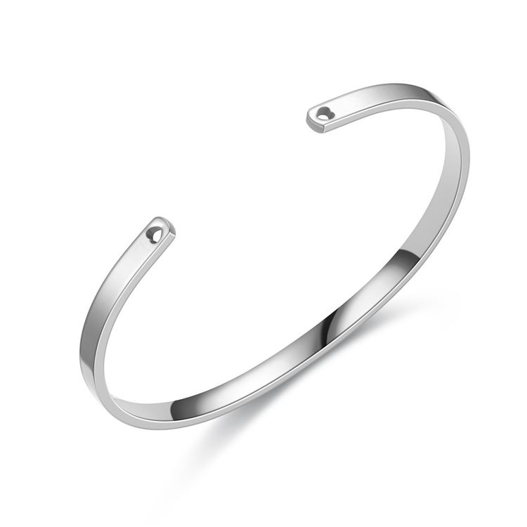 Trendy Titanium Stainless Steel Bracelet C-shaped Peach Heart Hole 4mm | Wholesale Jewelry Only 4