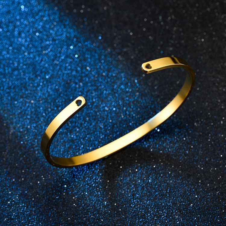 Trendy Titanium Stainless Steel Bracelet C-shaped Peach Heart Hole 4mm | Wholesale Jewelry Only 6