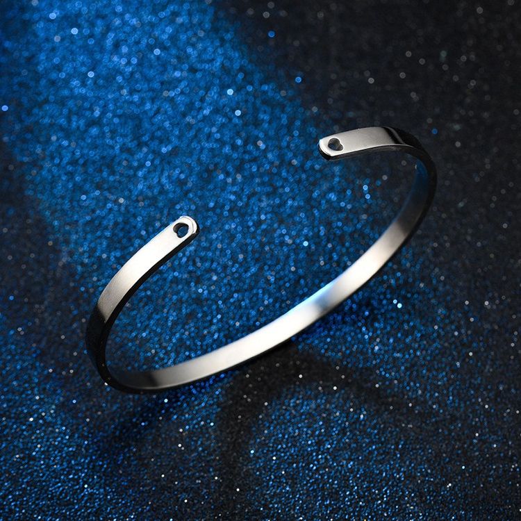 Trendy Titanium Stainless Steel Bracelet C-shaped Peach Heart Hole 4mm | Wholesale Jewelry Only 7