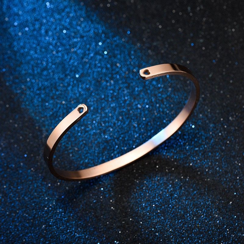 Trendy Titanium Stainless Steel Bracelet C-shaped Peach Heart Hole 4mm | Wholesale Jewelry Only 8