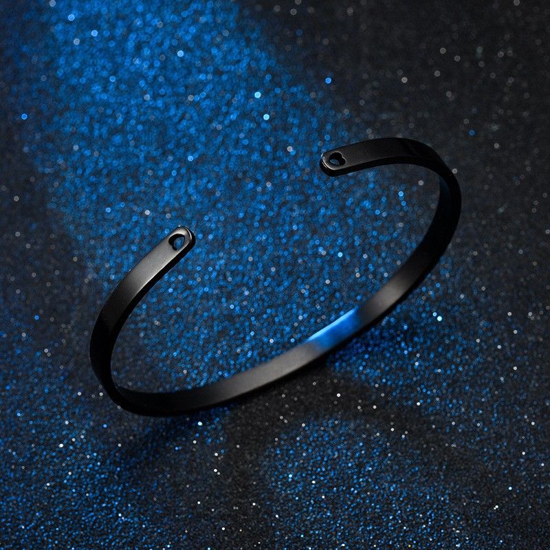 Trendy Titanium Stainless Steel Bracelet C-shaped Peach Heart Hole 4mm | Wholesale Jewelry Only 9