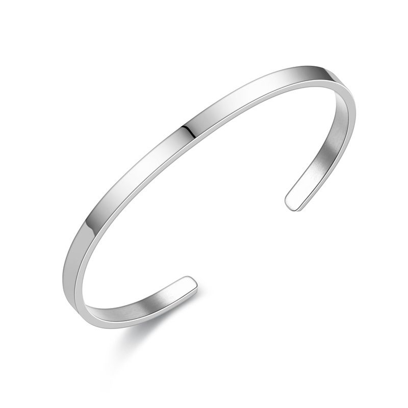 Wholesale Stainless Steel Polished Minimalist C-Shaped 4mm Titanium Bracelet | Wholesale Jewelry Only 3