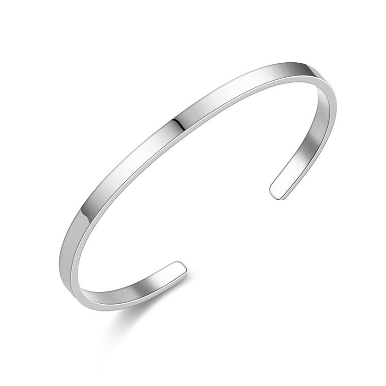 Wholesale Stainless Steel Polished Minimalist C-Shaped 4mm Titanium Bracelet | Wholesale Jewelry Only 3