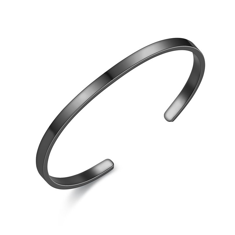 Wholesale Stainless Steel Polished Minimalist C-Shaped 4mm Titanium Bracelet | Wholesale Jewelry Only 4