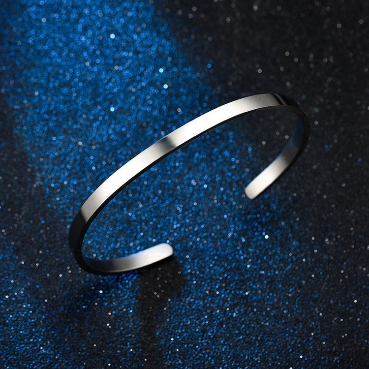 Wholesale Stainless Steel Polished Minimalist C-Shaped 4mm Titanium Bracelet | Wholesale Jewelry Only 6
