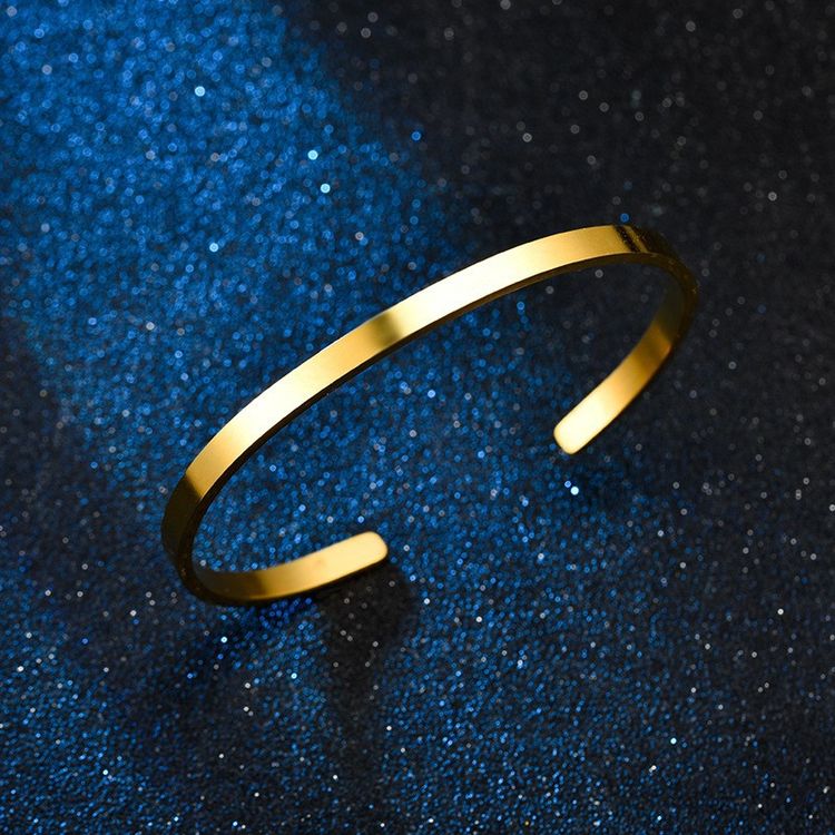 Wholesale Stainless Steel Polished Minimalist C-Shaped 4mm Titanium Bracelet | Wholesale Jewelry Only 8