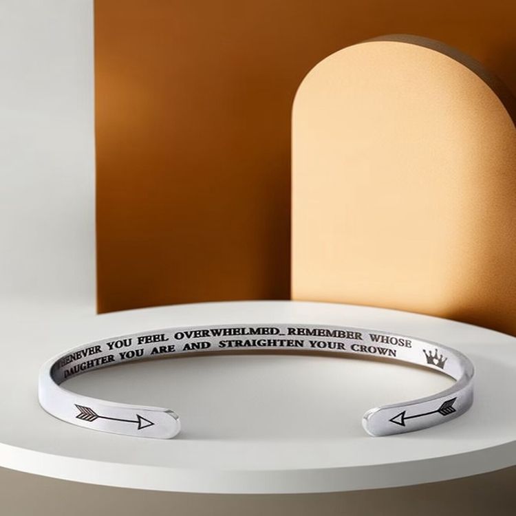 Inspirational WHOSE DAUGHTER MOTHER Titanium Stainless Steel Bracelet | Wholesale Jewelry Only 3