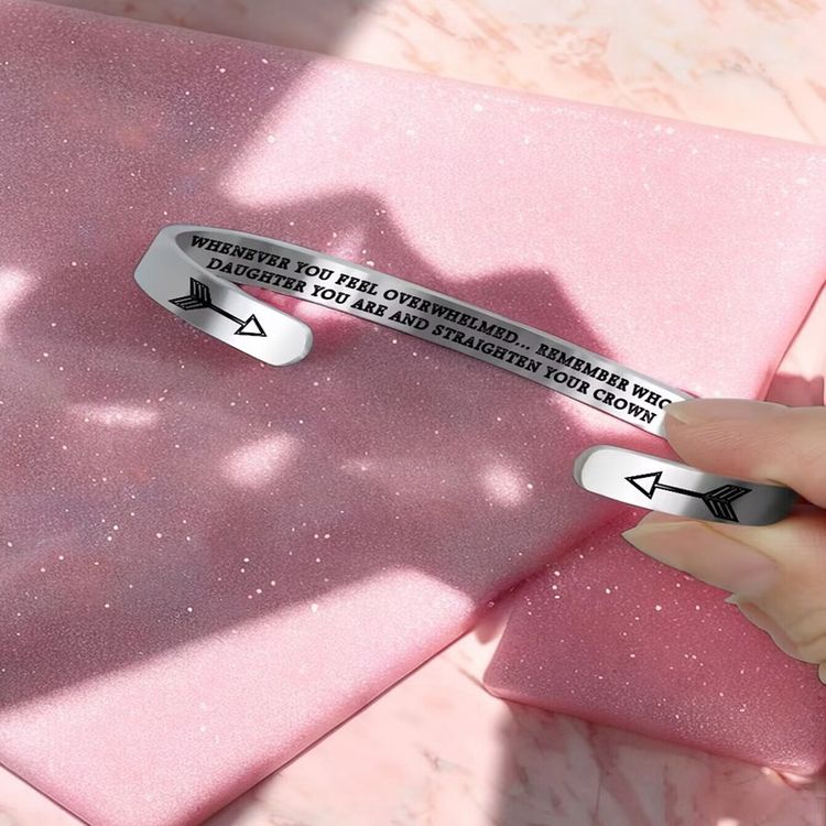 Inspirational WHOSE DAUGHTER MOTHER Titanium Stainless Steel Bracelet | Wholesale Jewelry Only 7