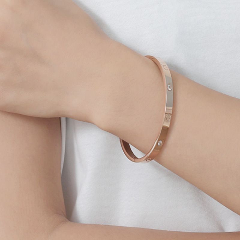 Love-shaped Titanium Steel Zircon Bracelet For Ladies | Wholesale Jewelry Only 4