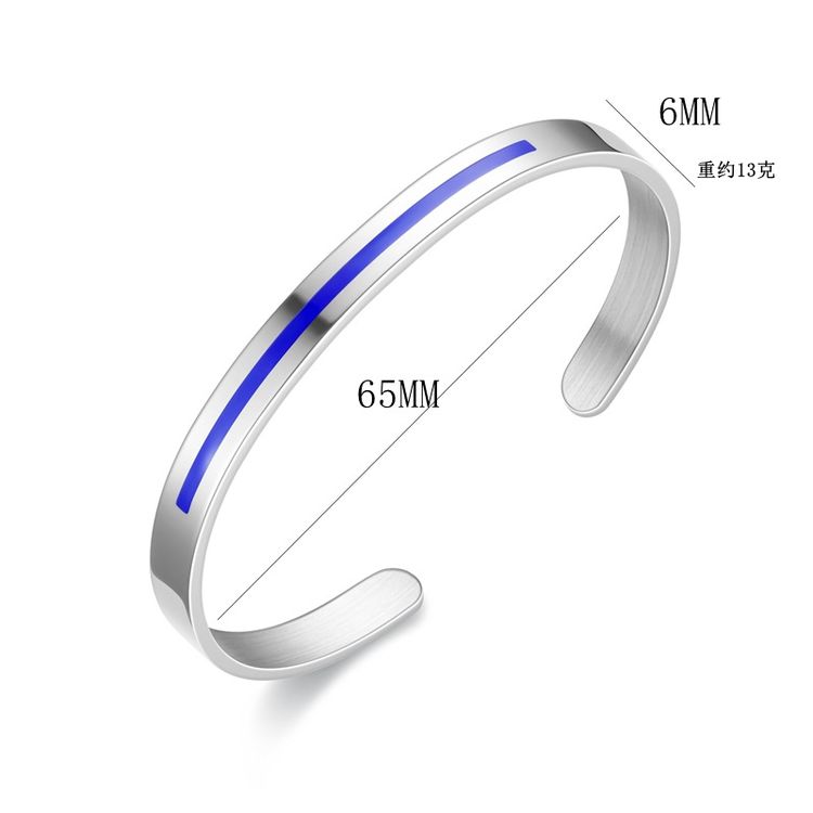 C-Shape 316L Titanium Steel Red and Blue Bar Couple's Bracelet | Wholesale Jewelry Only 2