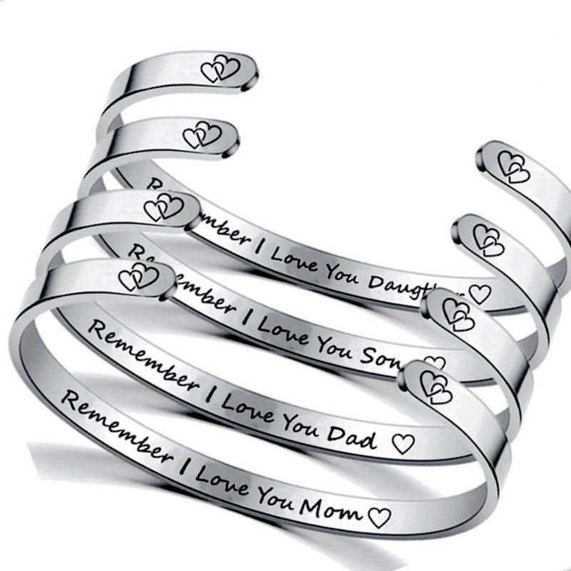 Family MOM DaD SON Daughter Engraving Adjustable Stainless Steel Bracelet | Wholesale Jewelry Only 0