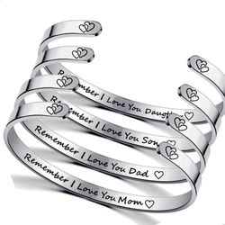 Family MOM DaD SON Daughter Engraving Adjustable Stainless Steel Bracelet | Wholesale Jewelry Only