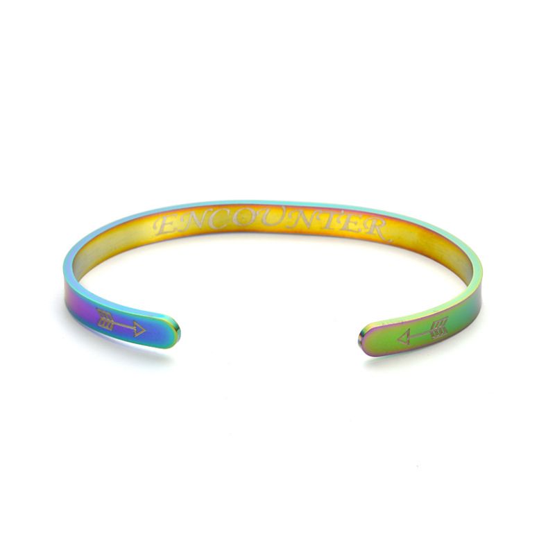 Titanium Steel C-shaped Encounter opening Adjustable Bracelet | Wholesale Jewelry Only 1