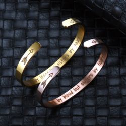 Not blood but sisters by heart Engraved Stainless Steel Adjustable Bracelet | Wholesale Jewelry Only