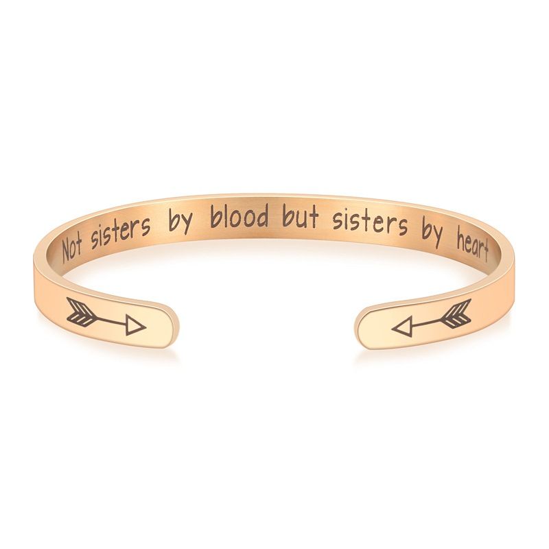 Not blood but sisters by heart Engraved Stainless Steel Adjustable Bracelet | Wholesale Jewelry Only 2