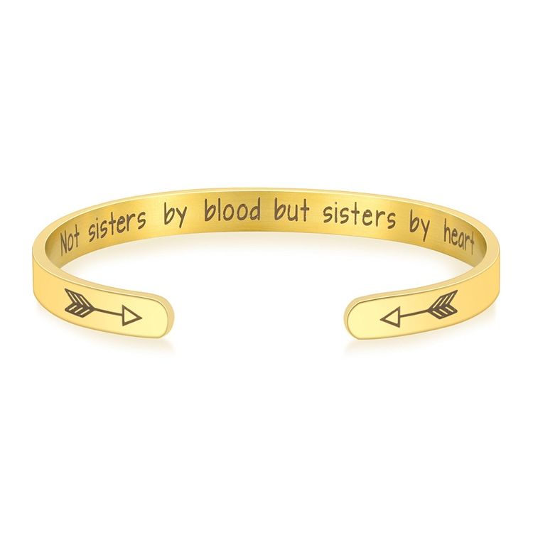 Not blood but sisters by heart Engraved Stainless Steel Adjustable Bracelet | Wholesale Jewelry Only 4