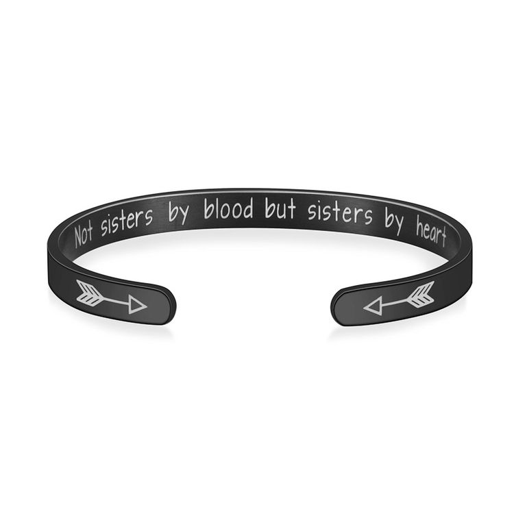 Not blood but sisters by heart Engraved Stainless Steel Adjustable Bracelet | Wholesale Jewelry Only 5