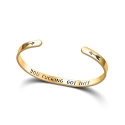 YOU FUCKING GOT THIS Engraved Stainless Steel C-Shape Adjustable Bracelet | Wholesale Jewelry Only