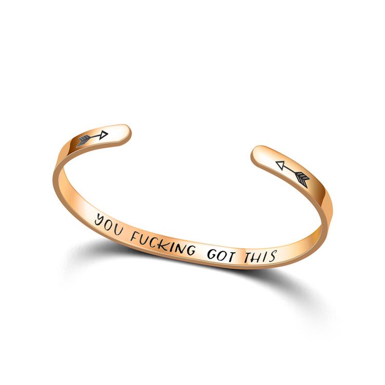 YOU FUCKING GOT THIS Engraved Stainless Steel C-Shape Adjustable Bracelet | Wholesale Jewelry Only 2