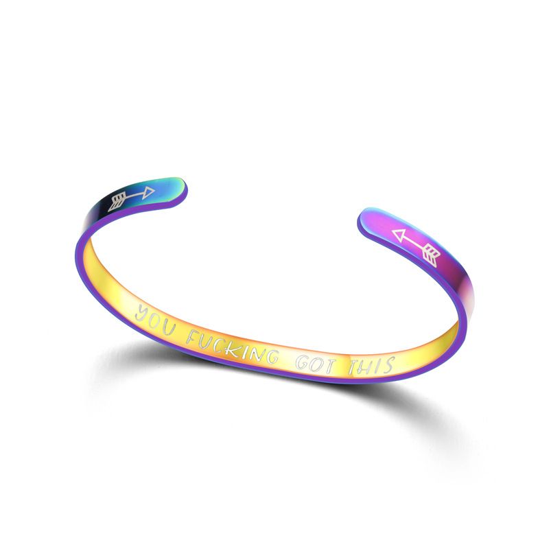 YOU FUCKING GOT THIS Engraved Stainless Steel C-Shape Adjustable Bracelet | Wholesale Jewelry Only 5
