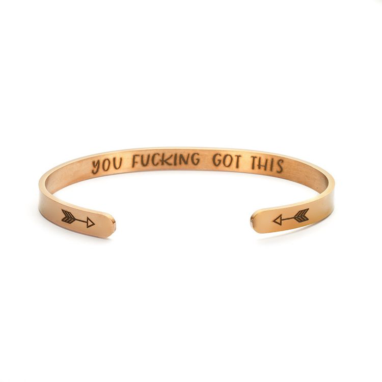 YOU FUCKING GOT THIS Engraved Stainless Steel C-Shape Adjustable Bracelet | Wholesale Jewelry Only 6