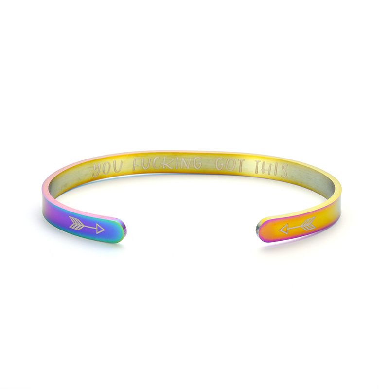 YOU FUCKING GOT THIS Engraved Stainless Steel C-Shape Adjustable Bracelet | Wholesale Jewelry Only 8