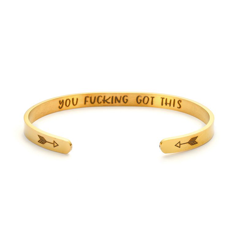YOU FUCKING GOT THIS Engraved Stainless Steel C-Shape Adjustable Bracelet | Wholesale Jewelry Only 9