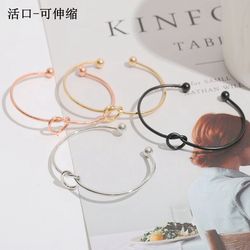 Wholesale Love Knot Beads Stainless Steel C-Shape Adjustable Bracelet | Wholesale Jewelry Only