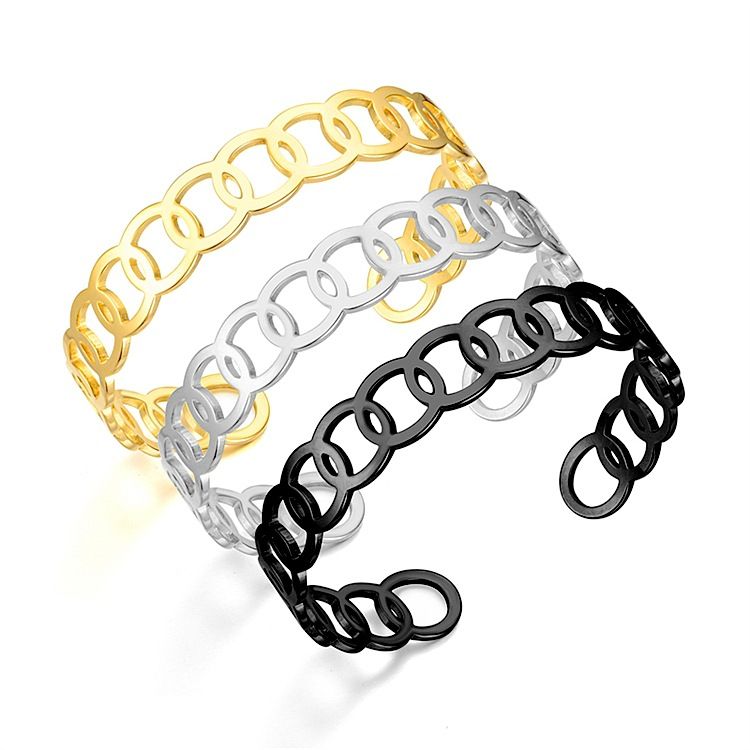 Cutout Skeleton Adjustable Circle Titanium Steel Bracelet | Wholesale Jewelry Only 0