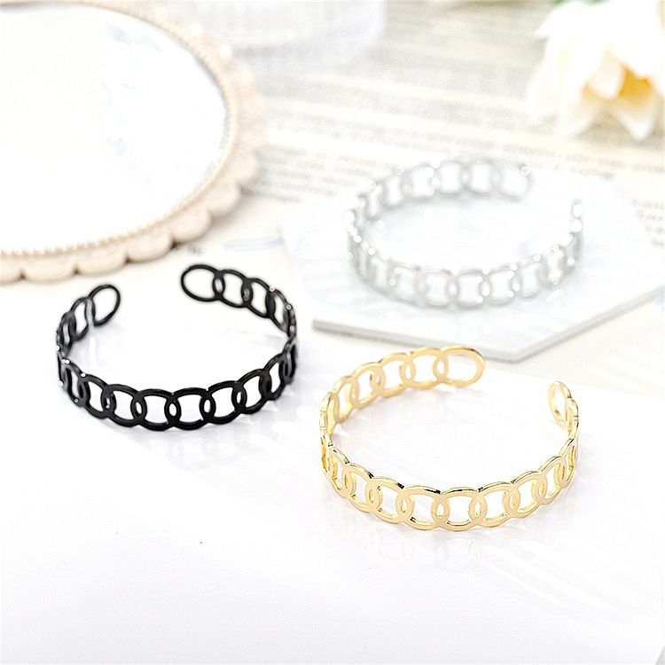 Cutout Skeleton Adjustable Circle Titanium Steel Bracelet | Wholesale Jewelry Only 1