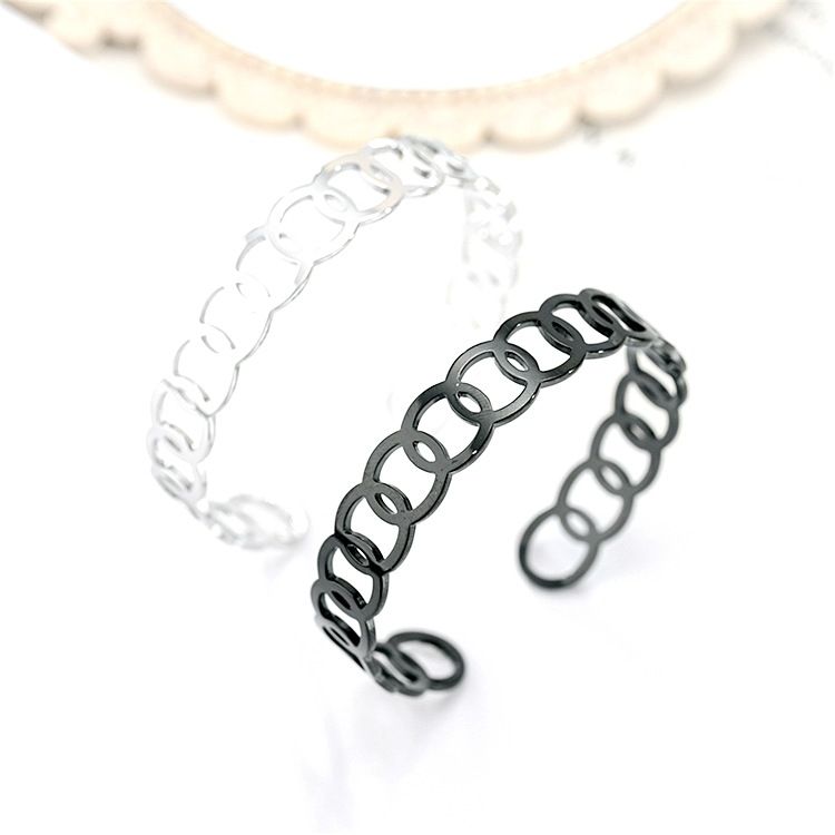 Cutout Skeleton Adjustable Circle Titanium Steel Bracelet | Wholesale Jewelry Only 4