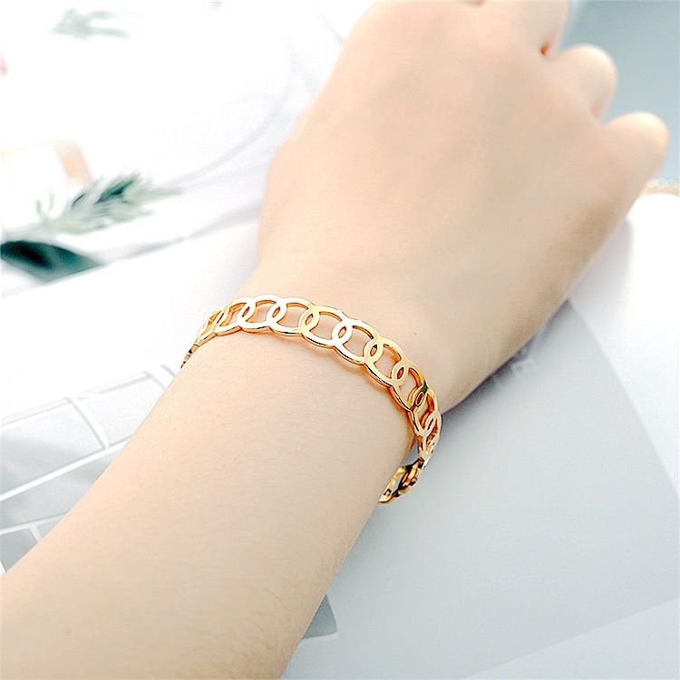 Cutout Skeleton Adjustable Circle Titanium Steel Bracelet | Wholesale Jewelry Only 6