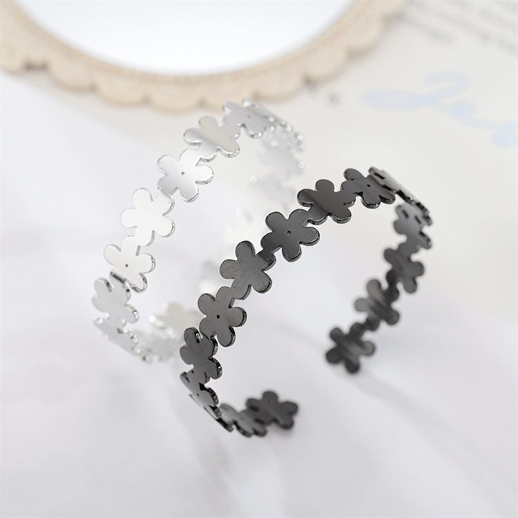 Cutout Skeleton Adjustable Flower Titanium Steel Bracelet | Wholesale Jewelry Only 4
