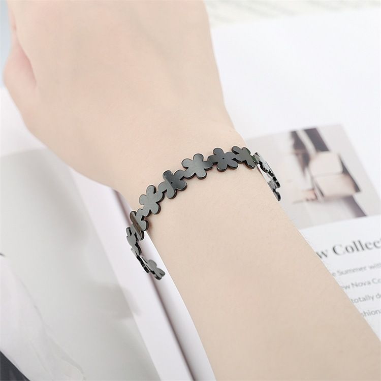 Cutout Skeleton Adjustable Flower Titanium Steel Bracelet | Wholesale Jewelry Only 6