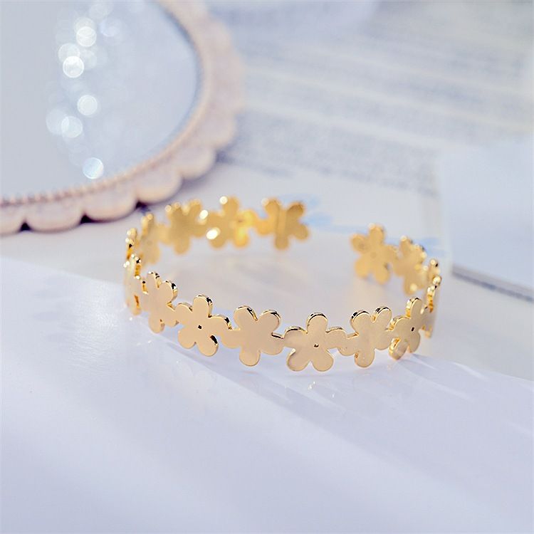 Cutout Skeleton Adjustable Flower Titanium Steel Bracelet | Wholesale Jewelry Only 7