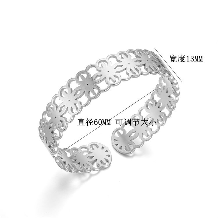 Wholesale Skeleton Adjustable Flower Titanium Steel Bracelet | Wholesale Jewelry Only 5