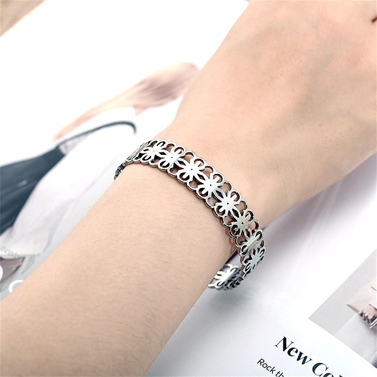 Wholesale Skeleton Adjustable Flower Titanium Steel Bracelet | Wholesale Jewelry Only 6