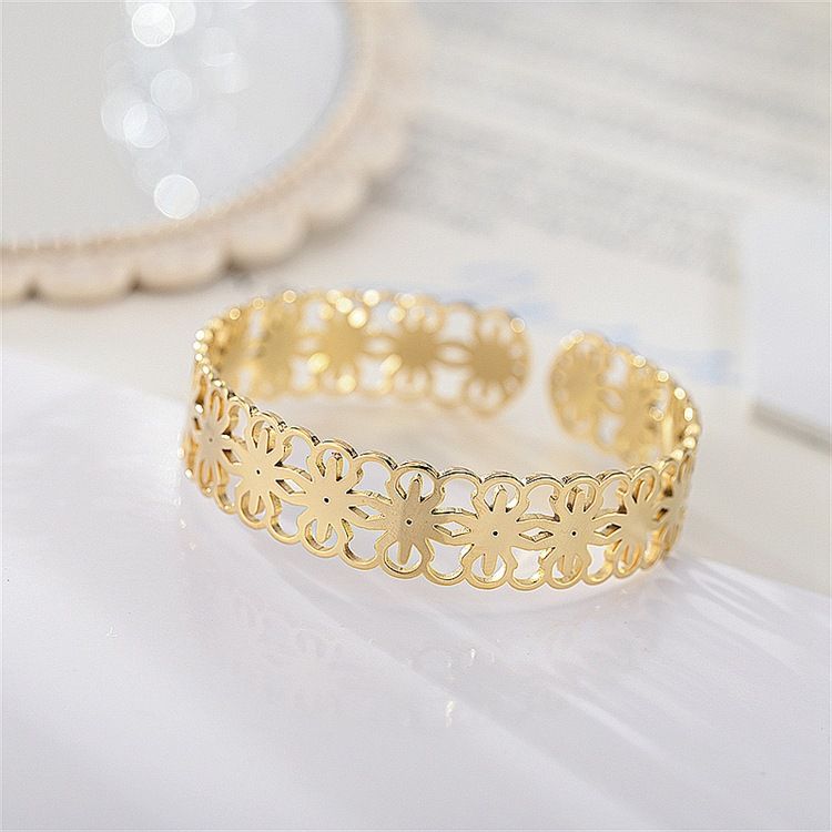 Wholesale Skeleton Adjustable Flower Titanium Steel Bracelet | Wholesale Jewelry Only 8